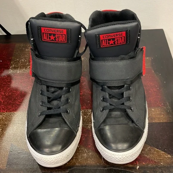 Converse Black High-Top Sneakers with Red Accents - Picture 3 of 14